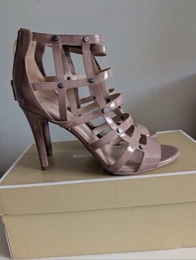 BCBGeneration Patent Strappy High Heel Sandal in Blush